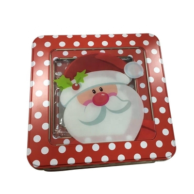 中国 正方形のクッキーが装飾的な窓の休日と錫メッキする空のクリスマスの錫のギフト用の箱はふたによって錫メッキする サプライヤー