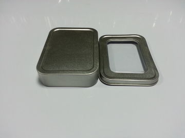 中国 銀製の明白な小型缶、正方形の明確な窓のギフトの容器 サプライヤー