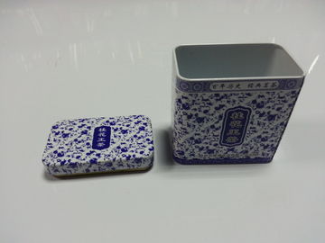 中国 青および白い磁器のブリキ板が付いているブリキの錫の茶小さなかん サプライヤー