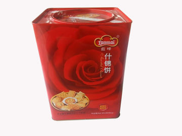 中国 円形のふたが付いている赤の広場の錫のクッキーの容器 0.23mm のブリキ サプライヤー