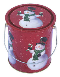 中国 クリスマスの休日の錫の容器、金属のハンドル、Dia110xH130mm が付いている食品等級 サプライヤー